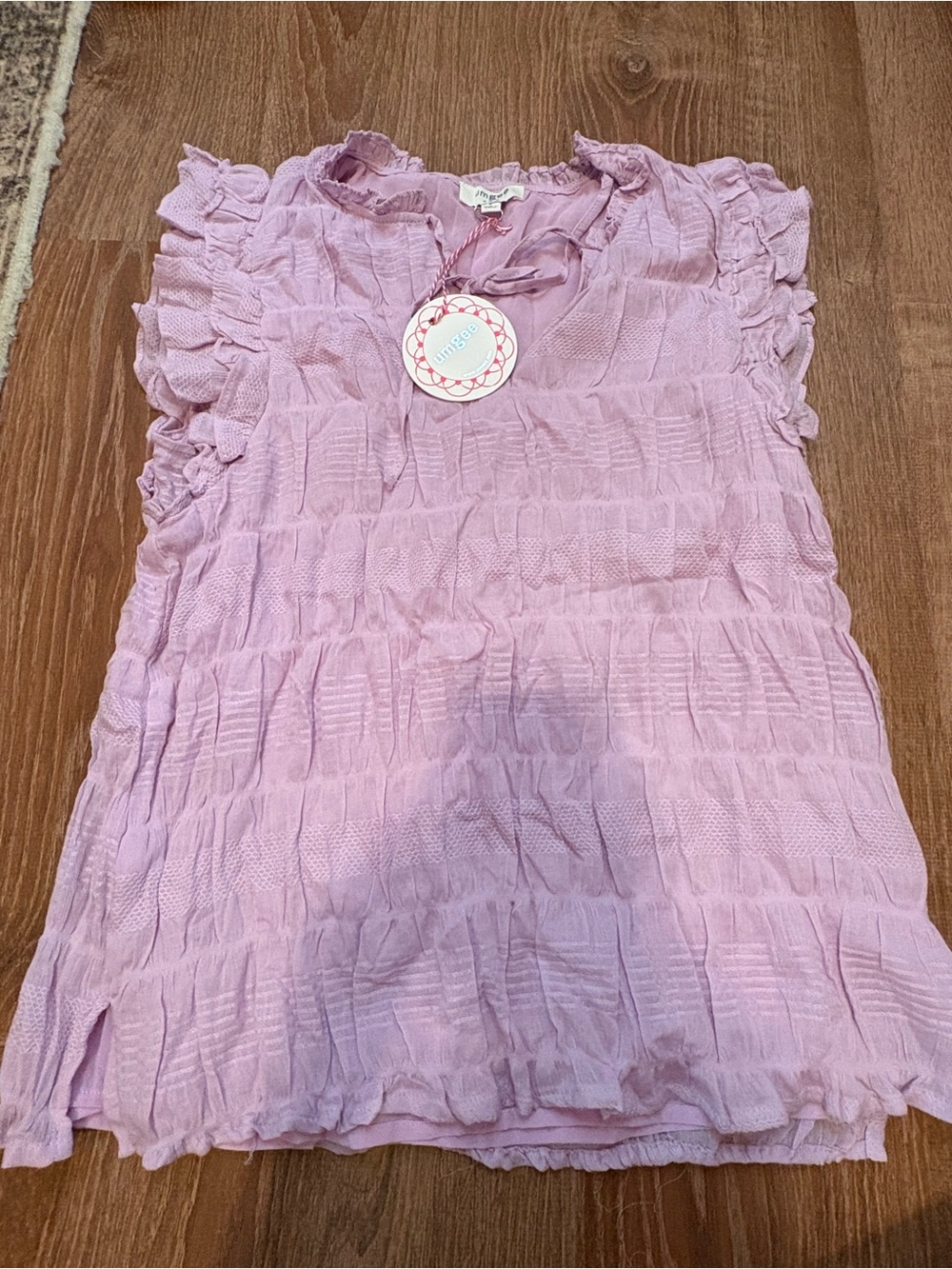 Umgee Light Pink Ruffle Tiered Sleeveless Blouse